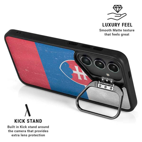 Slovakia Flag Distressed Galaxy S24 FE Kickstand Case